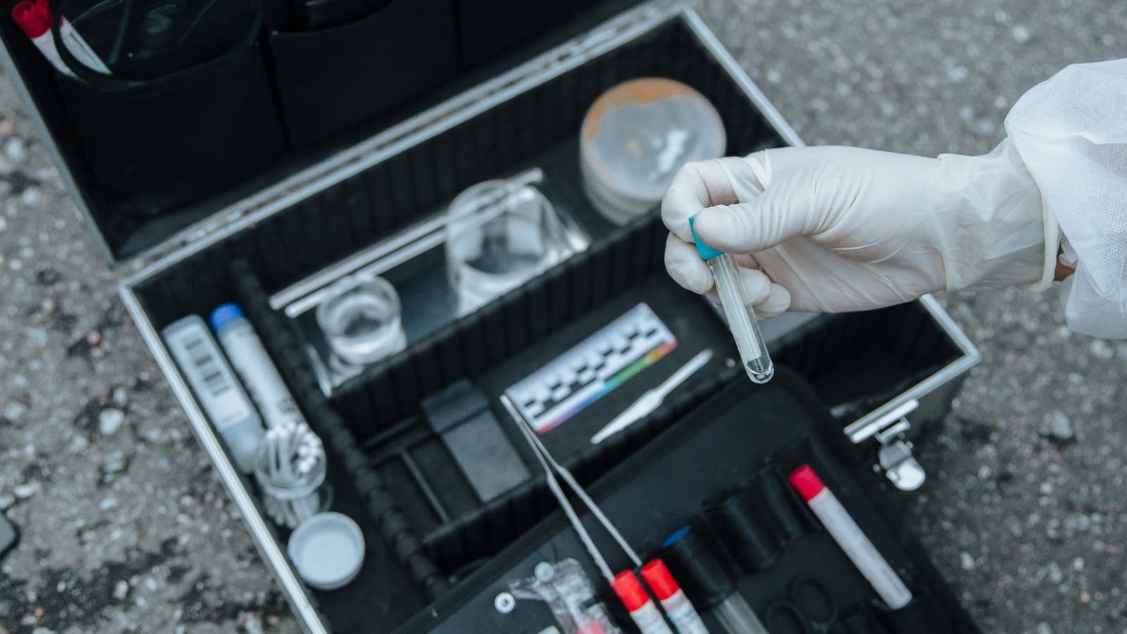 Forensic evidence collection tools arranged for documented handling